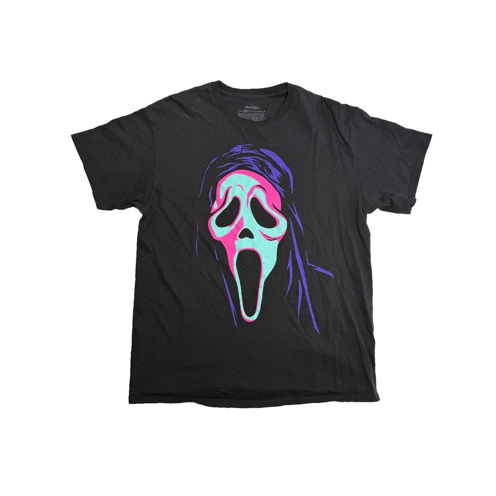 Ghost Face Scream T Shirt Mens Large Black Horror Movie Graphic Tee Gildan 5000